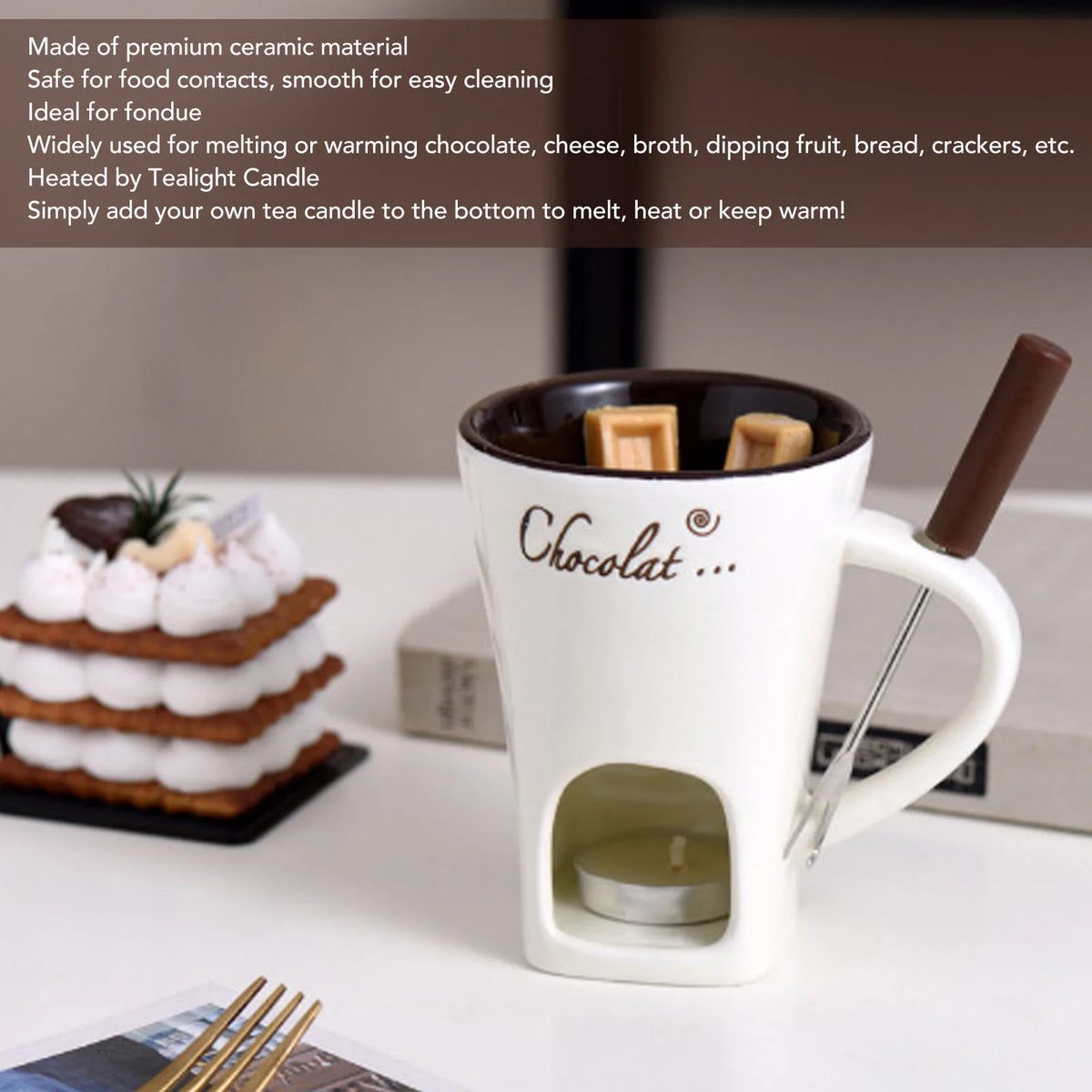 Close-up of the EatFondue ceramic fondue mug